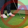 Is Technology Ruining Golf Or Making It Better Blog Cover Photo - golfer on a training simulator with a cancelled symbol over it