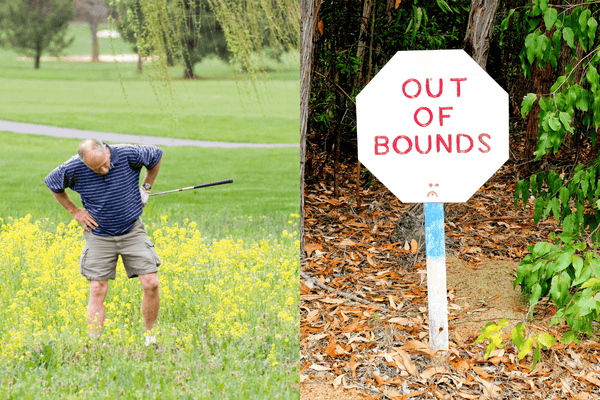 Do You Really Need 14 Clubs to Shank It All Day? a golfer looking for his golf ball out of bounds