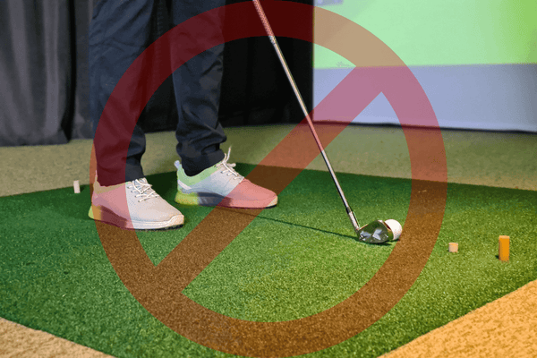 Is Technology Ruining Golf Or Making It Better Blog Cover Photo - golfer on a training simulator with a cancelled symbol over it