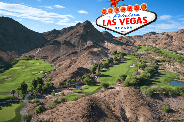 The Ultimate Golf Getaway Top Golf Courses & Best Hotels in Las Vegas - Cascata golf course and the famous Las Vegas sign