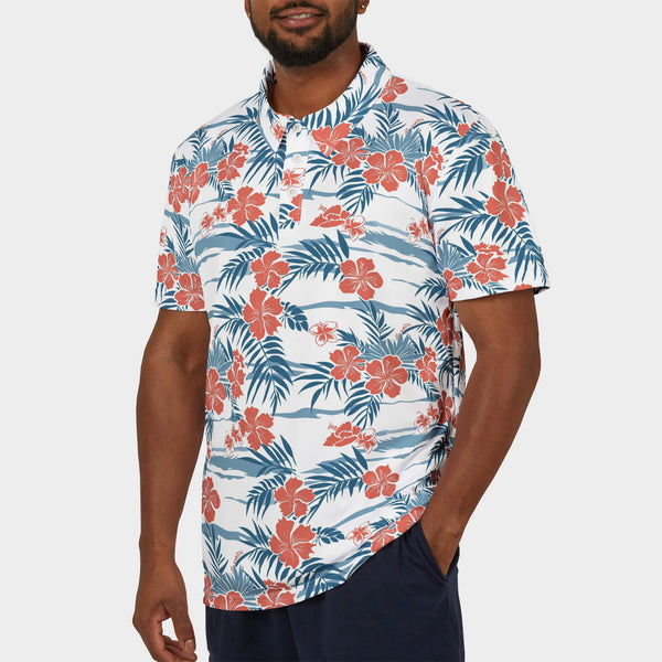 Good Vibes Performance Golf Polo Model Front Zoomed