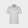 White polo shirt with Golfista logo on a light gray background