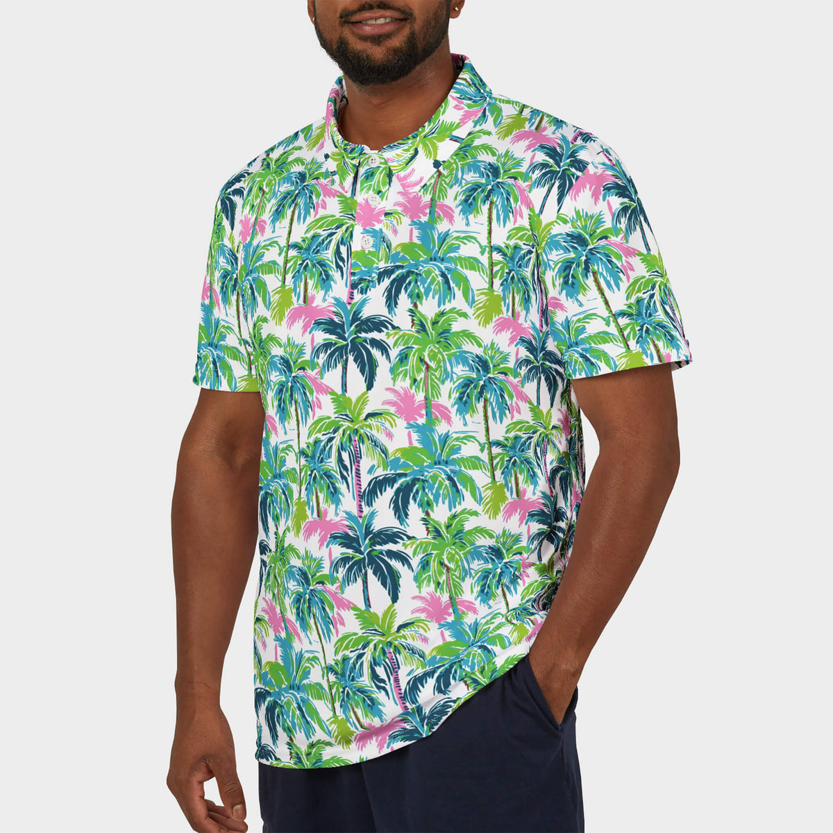 Palm Beach Performance Golf Polo Model Front Zoomed In