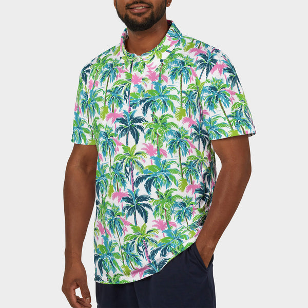 Palm Beach Performance Golf Polo Model Front Zoomed In