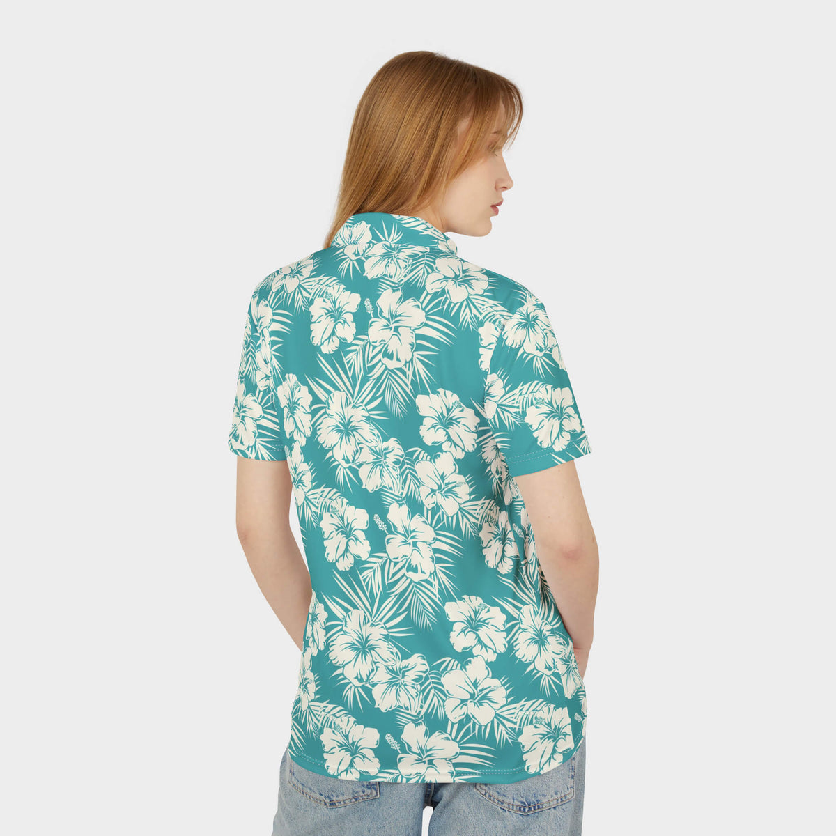 Sea Foam Performance Golf Polo Model Back