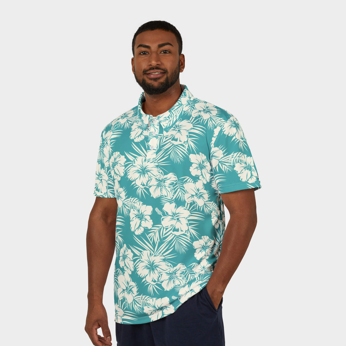 Sea Foam Performance Golf Polo Model Front