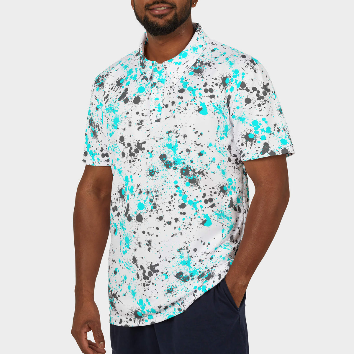 Splash Performance Golf Polo Model Front Zoomed