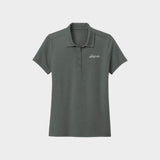 Gray polo shirt with Golfista logo on a white background