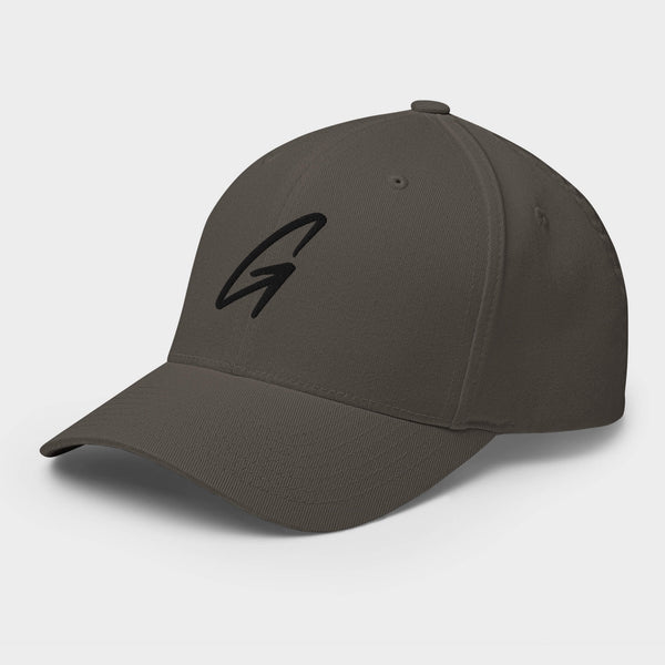 Grey Flexfit Golf Hat front left