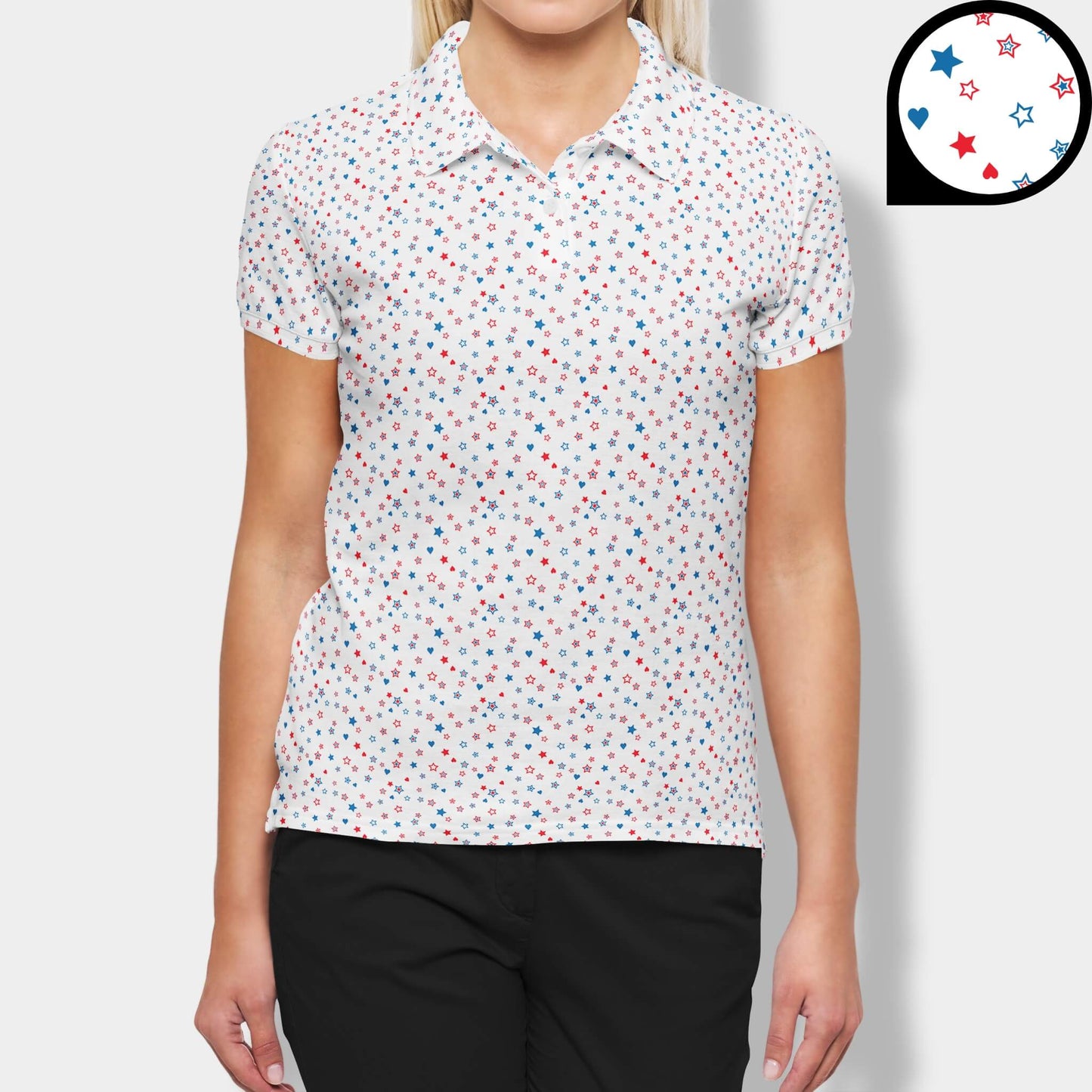 Hearts and Stars Women’s Performance Golf Polo