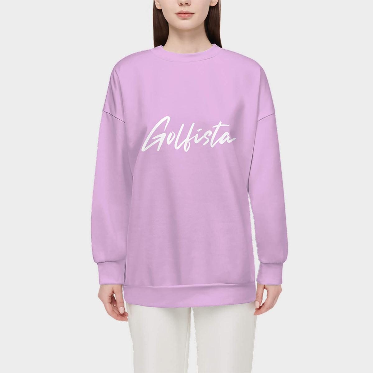 Pink Women's Crewneck Sweatshirt front 1