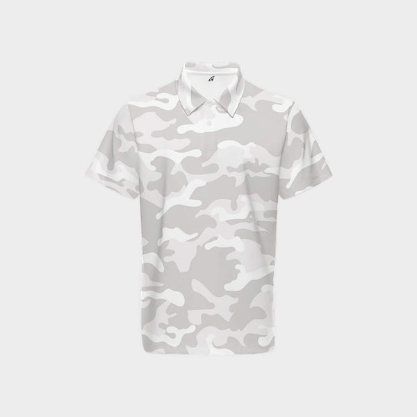 Snow Camo Men's Performance Golf Polo front