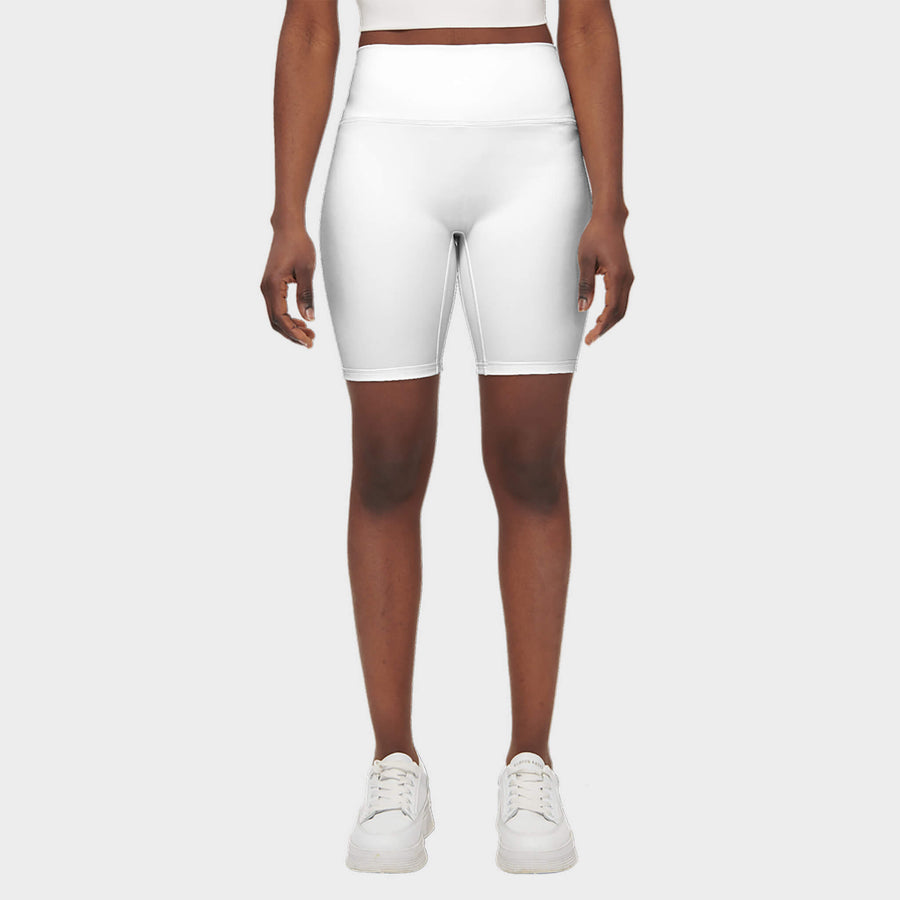 White Women's Performance Golf Biker Shorts front 1